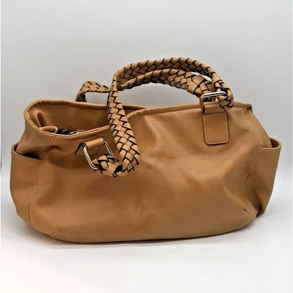 Dana Buchman Callie warm Kahki Classic Shoulder Tote Braided Double Handle Bag